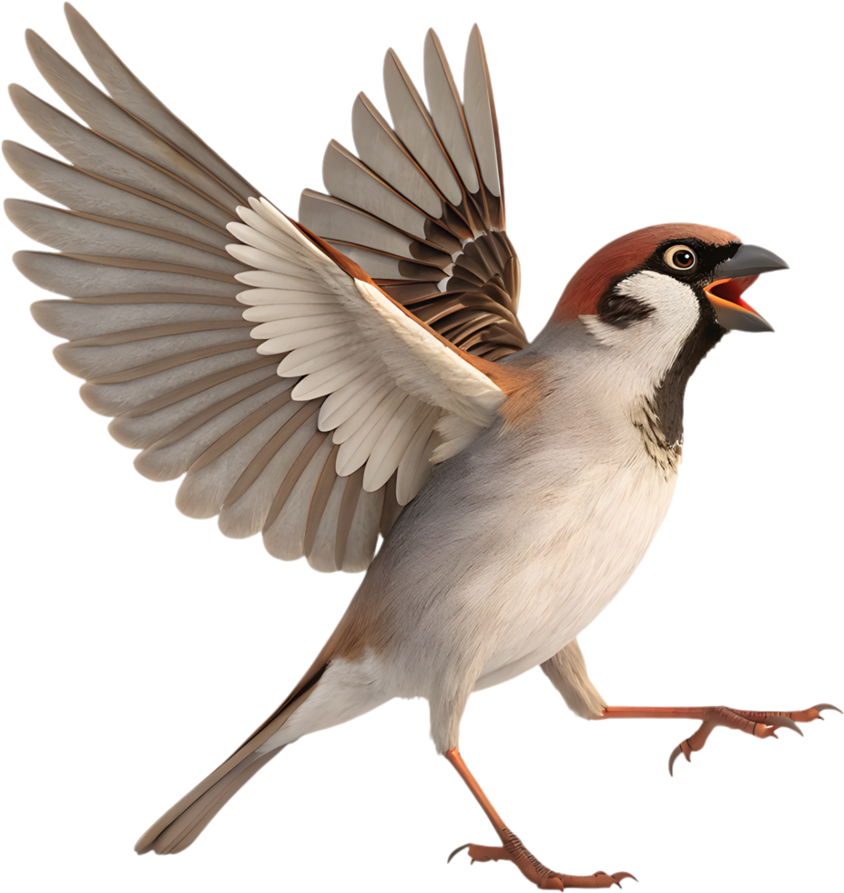 Artistic Sparrow Bird Perched Elegantly With Soft Feathered Texture. . png