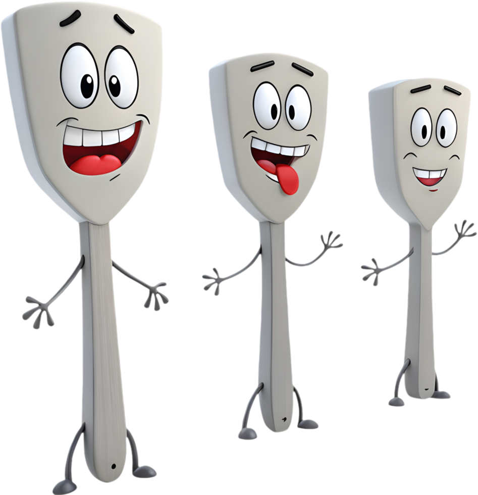 Fun and Cute Spatula Character with a Smiling Face. . png