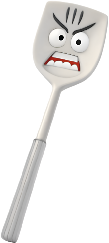 Happy Spatula Cartoon with a Fun-Loving Look. . png