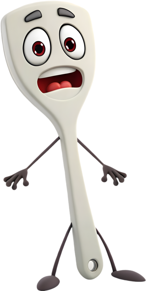 Playful Spatula Cartoon Character Clipart with Fun Expression. . png