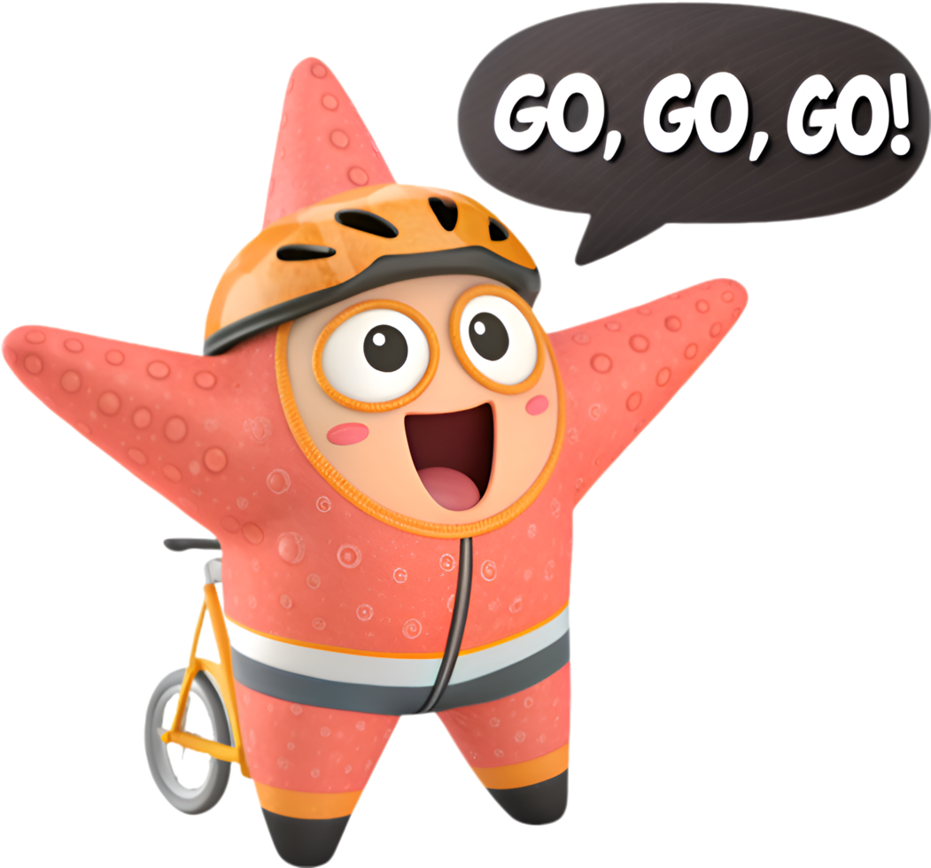 Expressive Starfish Cartoon Playing in Sport Outfit. . png
