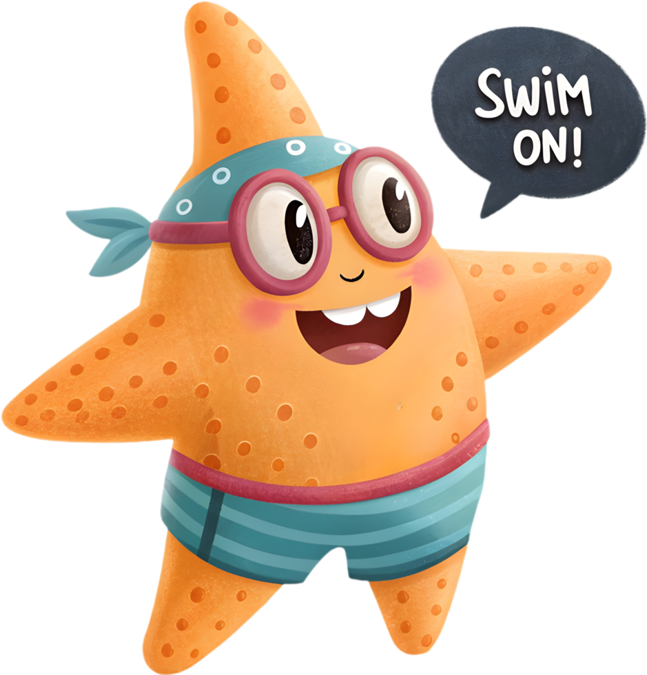 Sportswear Starfish Cartoon in Competitive Stance. . png