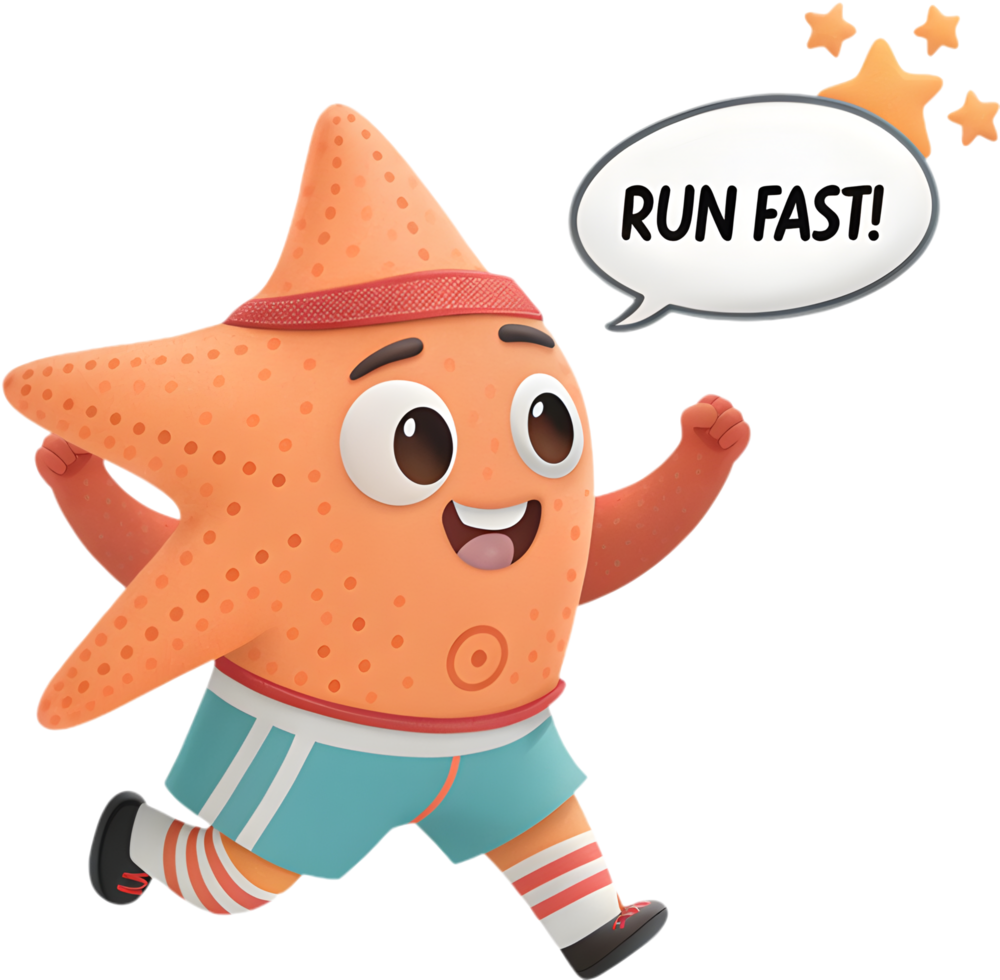 Ocean Starfish Cartoon in Playful Sport Outfit. . png