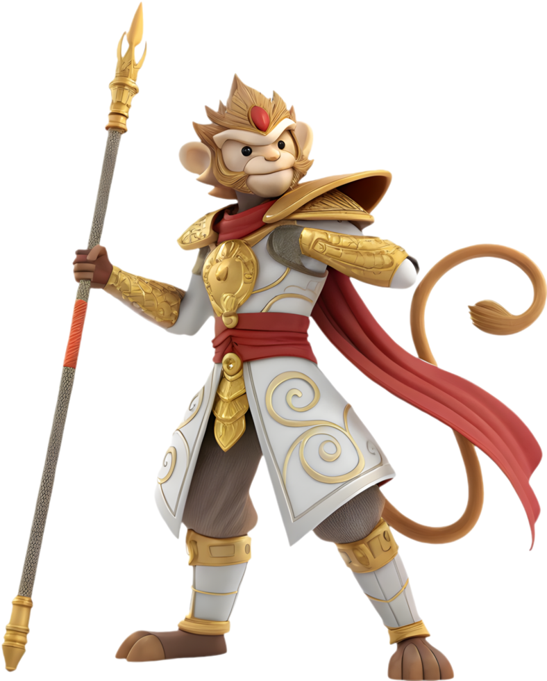 Agile Monkey Warrior Animated Folklore Character Art. . png