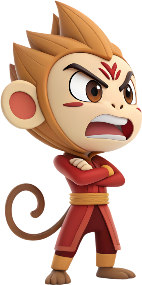 Vibrant Cartoon Sun Wukong Legendary Heroic Fighter. . png
