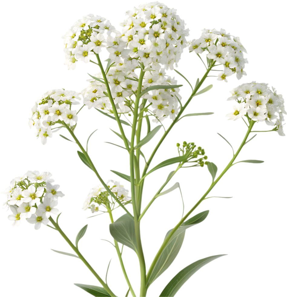 Fresh Sweet Alyssum Floral Clipart Featuring Beautiful Flowers. . png