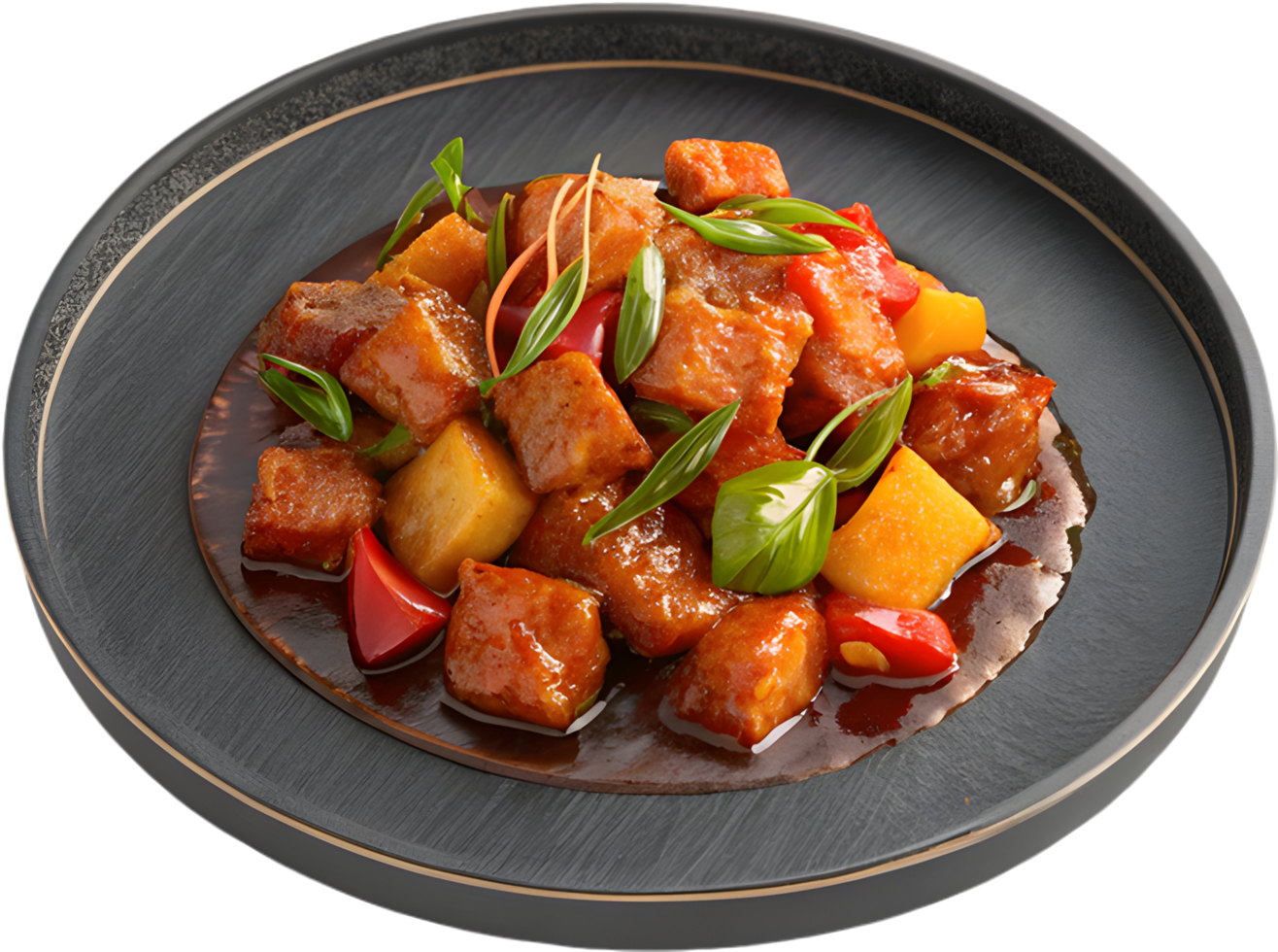 Glazed Pork with Sweet and Sour Sauce Clipart. . png