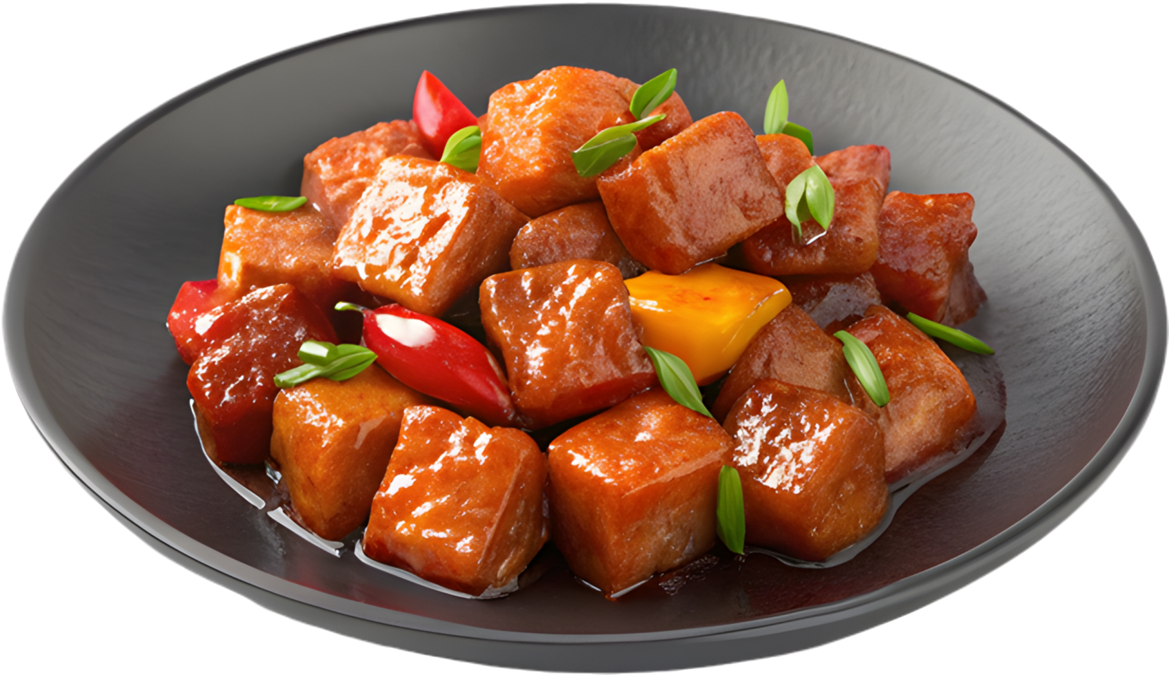 Appetizing Sweet and Sour Pork Clipart in Chinese Cuisine. . png