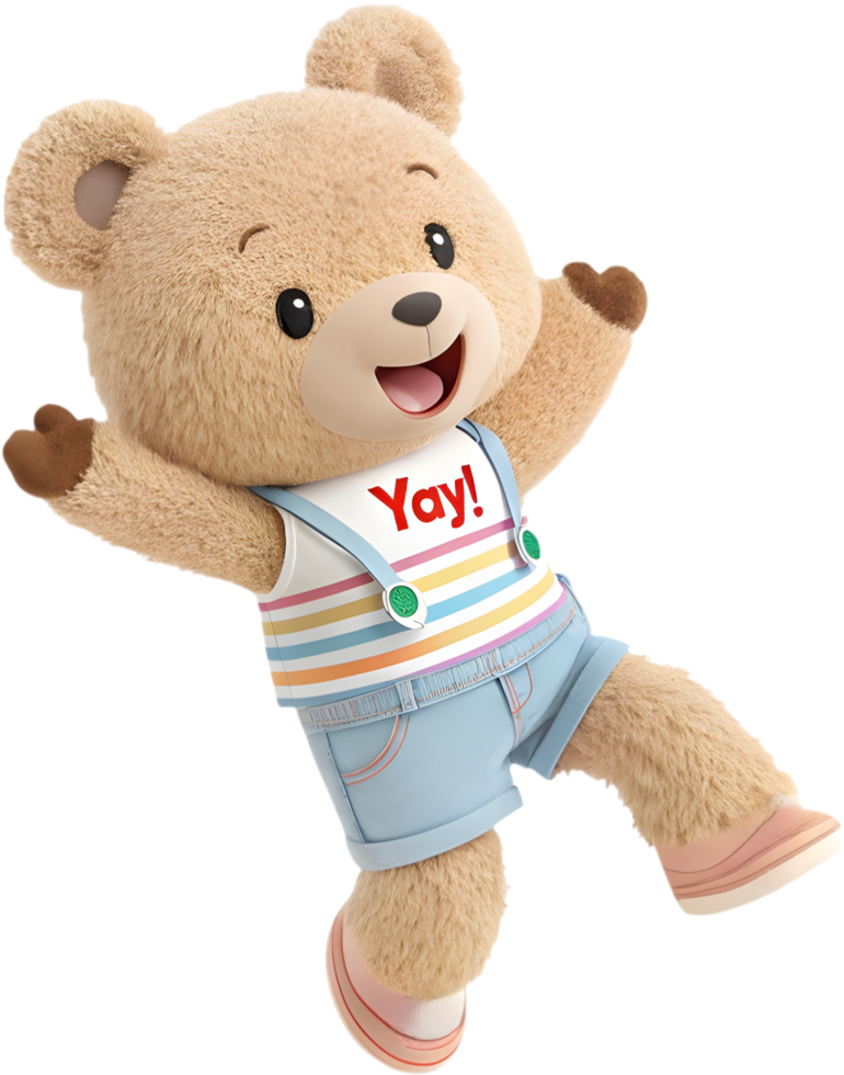 Lovable teddy bear illustration for school projects. . png