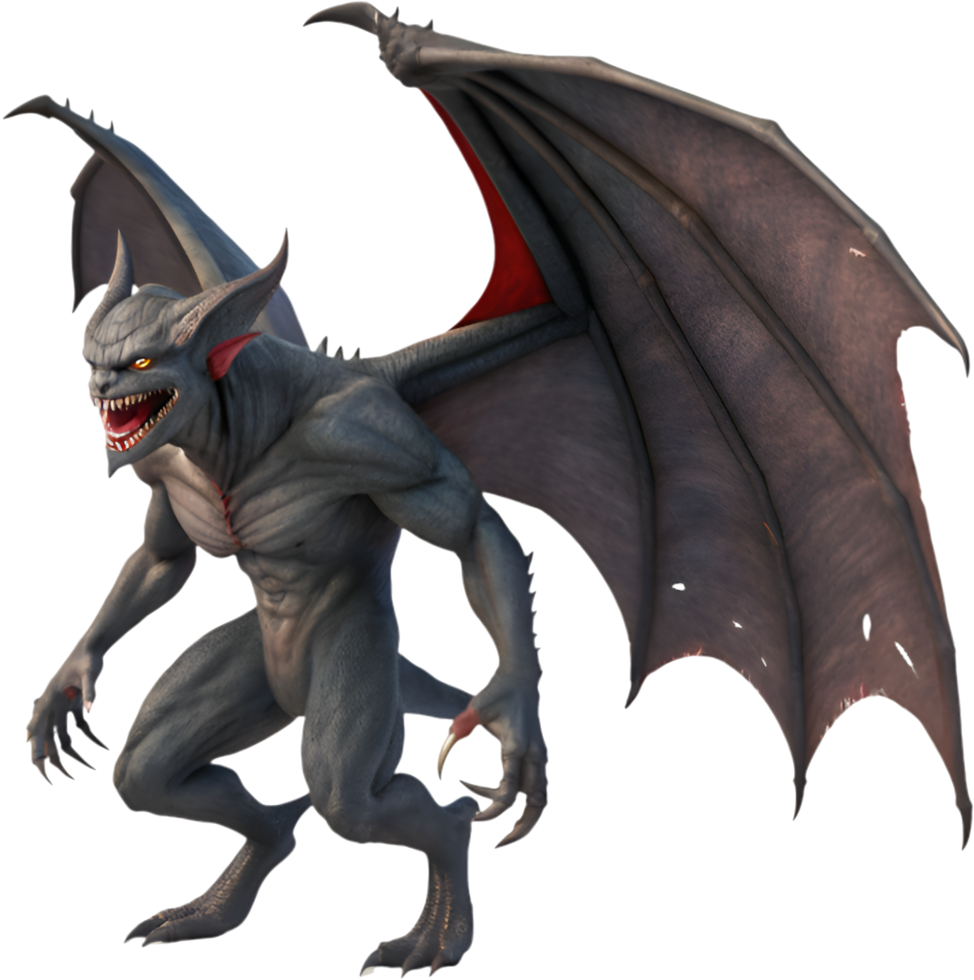 Chaotic Demon with Intense and Dark Eyes Clipart. . png