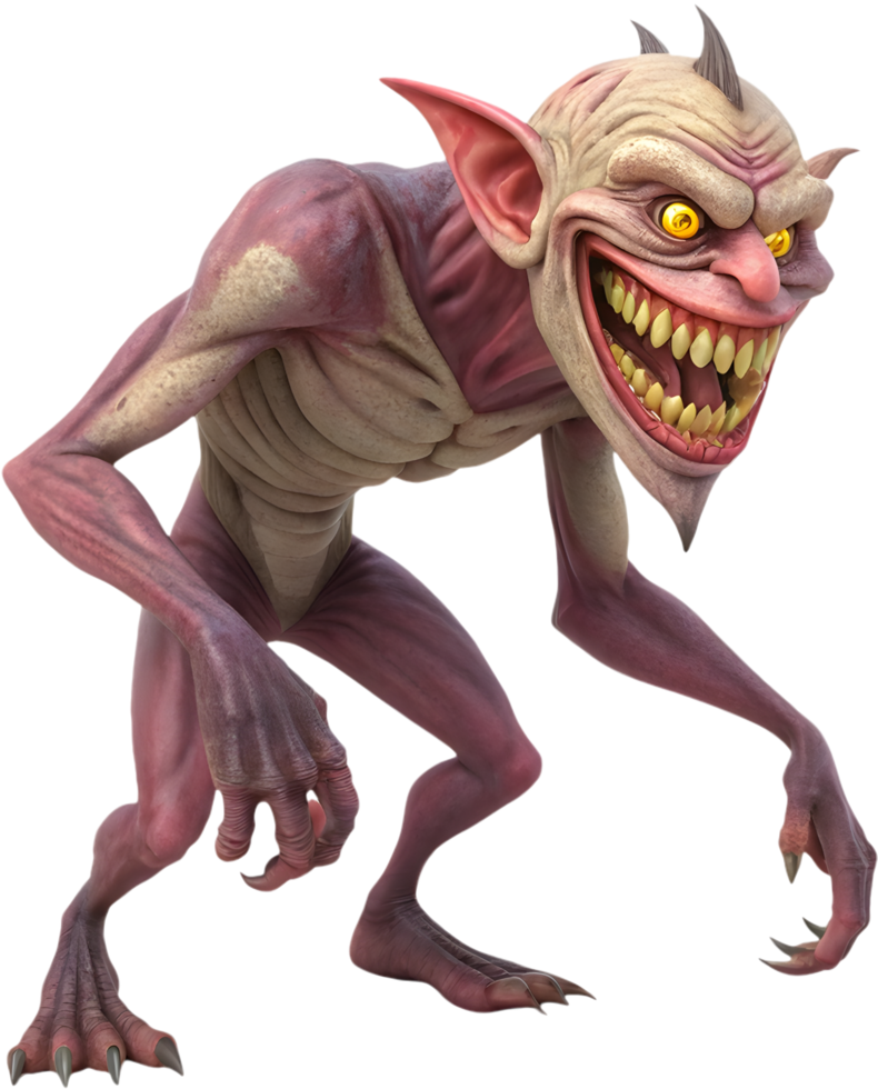 Sinister Demon Face with Intense Eyes and Fury. . png