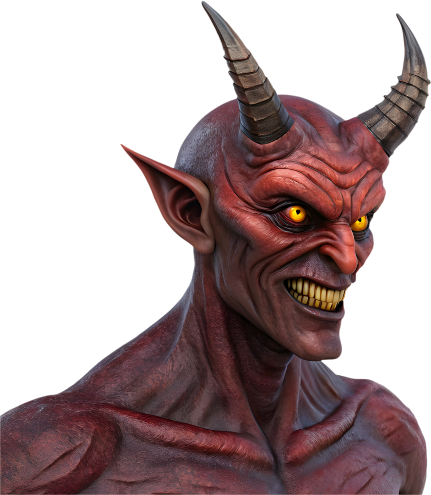 Apocalyptic Demon with Fierce Eyes Clipart Artwork. . png