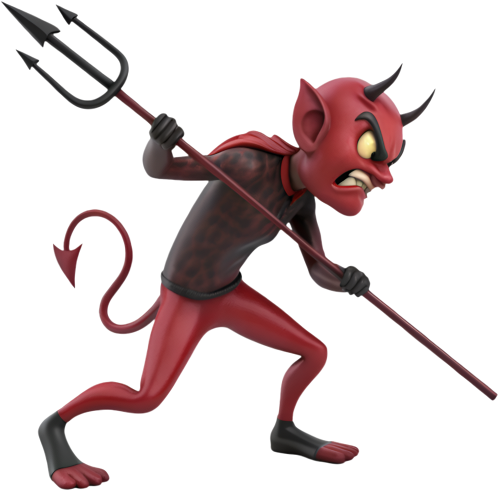 Dangerous devil with glowing eyes and sharp demonic horns clipart. . png