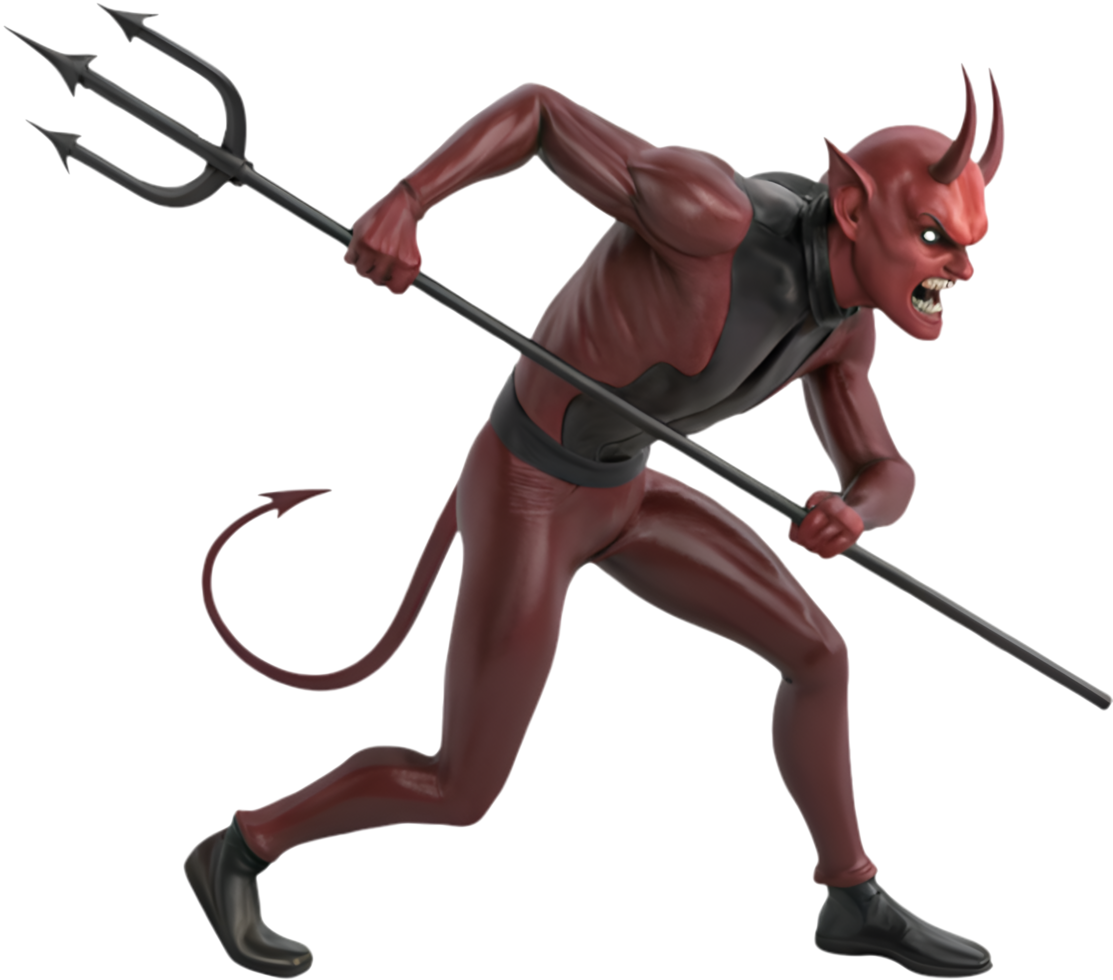 Grotesque devil with glowing eyes and cursed sharp horns clipart. . png