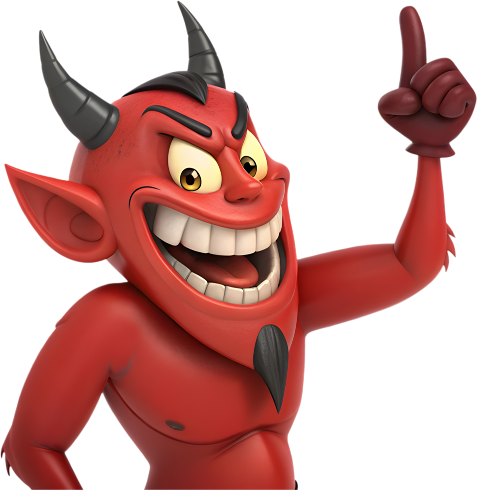 Horrifying demon with evil eyes and sharp horns clipart. . png