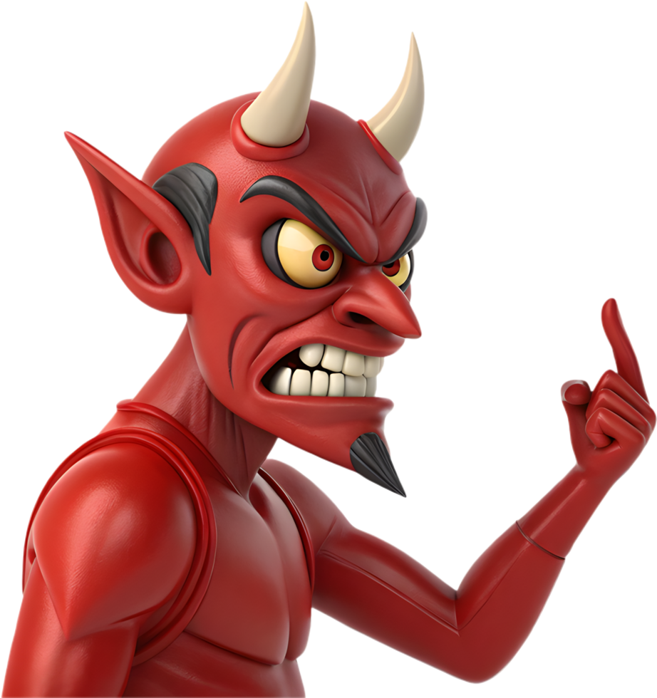 Glowing-eyed devil with sharp horns from the underworld clipart. . png