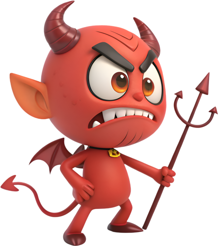 Underworld devil with sharp horns and glowing eyes clipart. . png