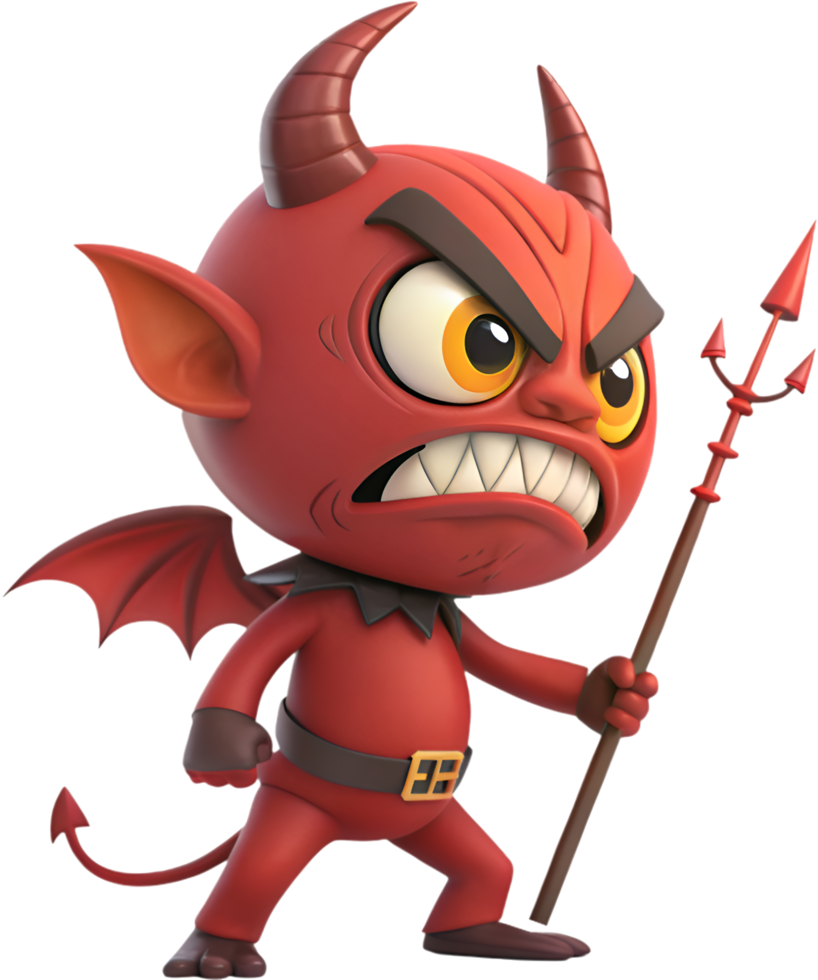 Spooky devil with glowing eyes and sharp, twisted horns clipart. . png