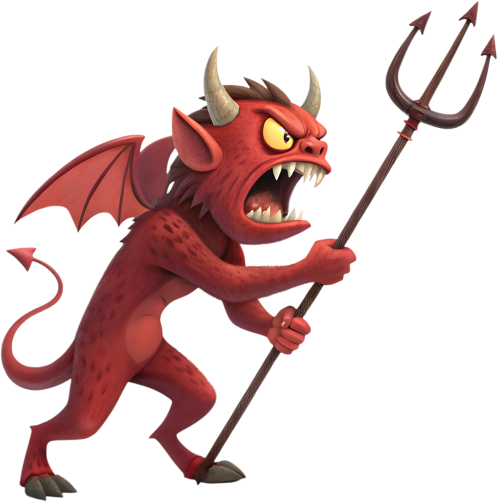 Glowing-eyed devil with sharp horns and demonic presence clipart. . png