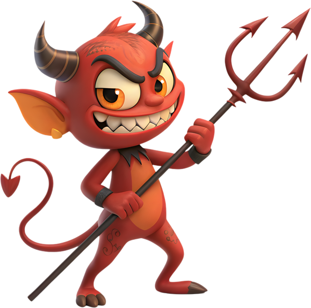 Dangerous devil with sharp horns and glowing eyes clipart. . png