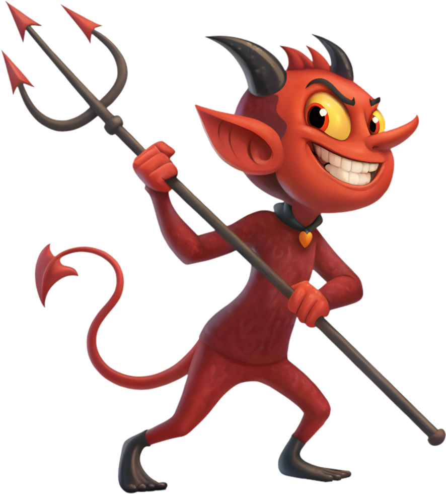 Sinister devil with glowing eyes and sharp horns clipart. . png