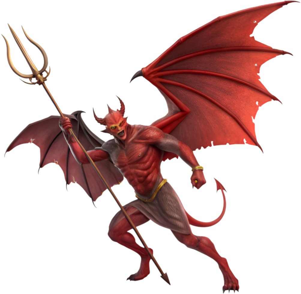 Infernal demon with sharp horns and glowing eyes clipart. . png