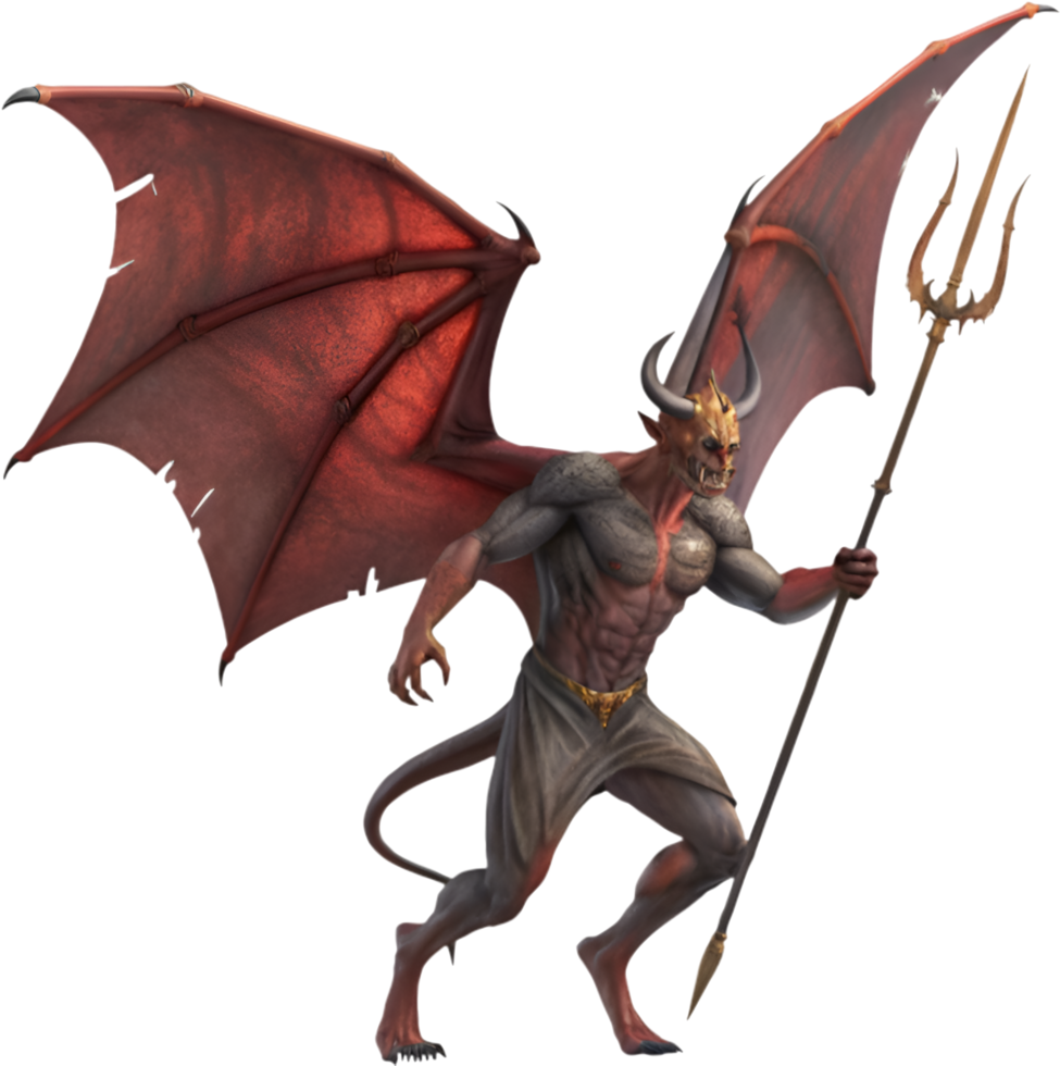 Malevolent spirit with sharp horns and glowing eyes clipart. . png