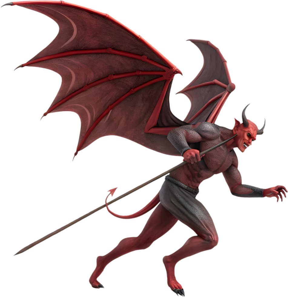 Hellish devil with glowing eyes and sharp horns clipart. . png