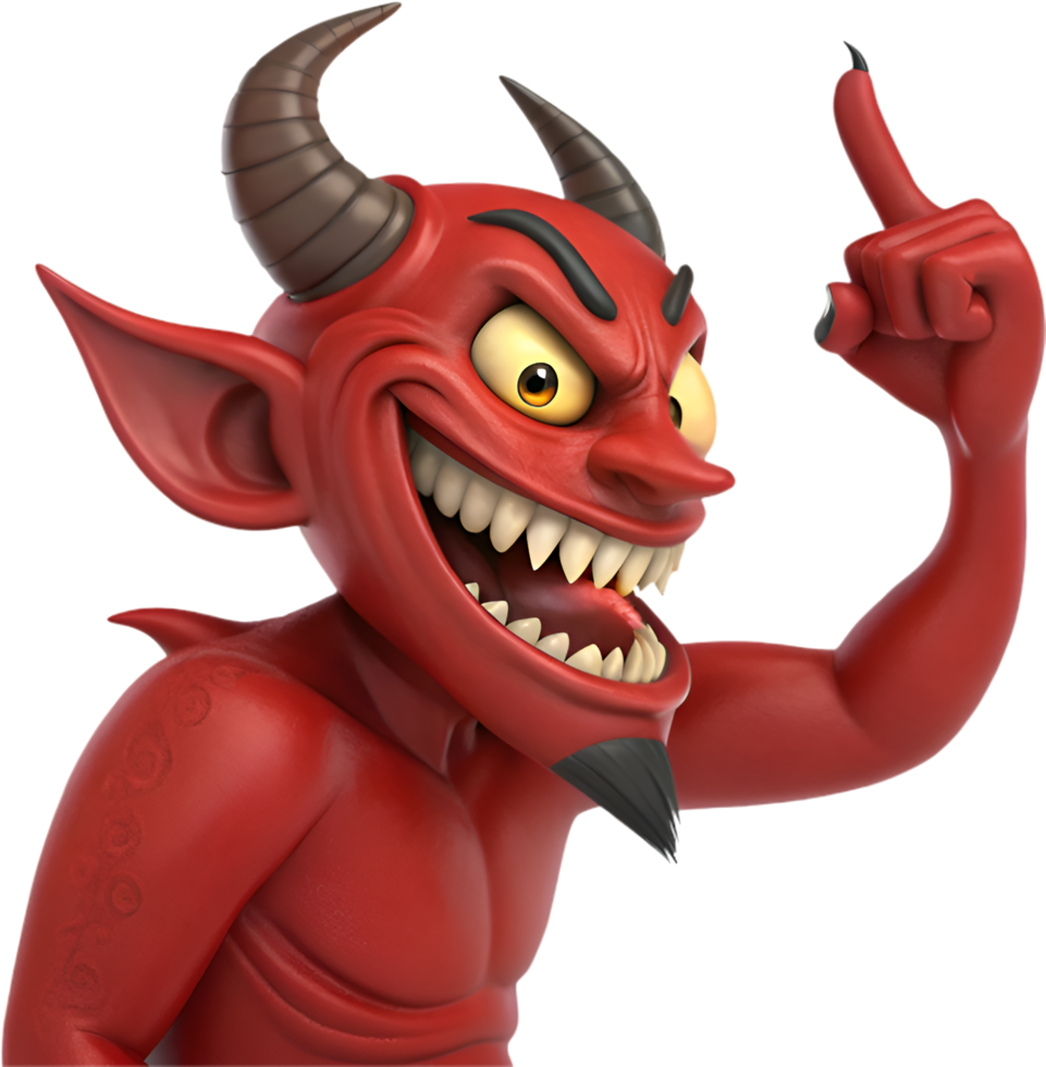 Ominous devil with sharp horns and fiery eyes clipart. . png