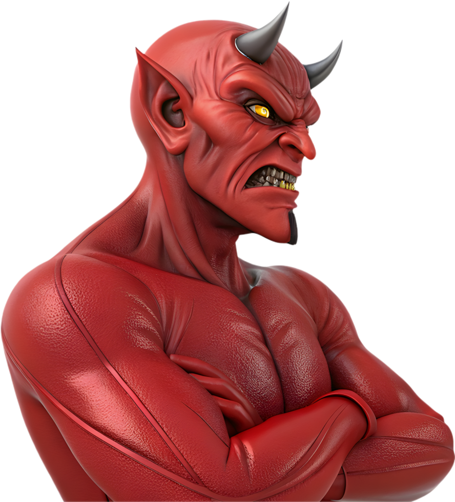 Dark creature with glowing eyes and sharp horns clipart. . png
