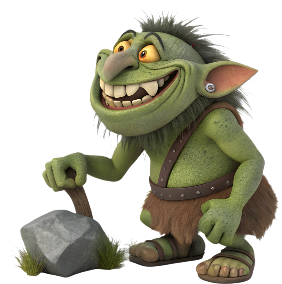 Grotesque Mythical Troll with Monstrous Features Clipart . png