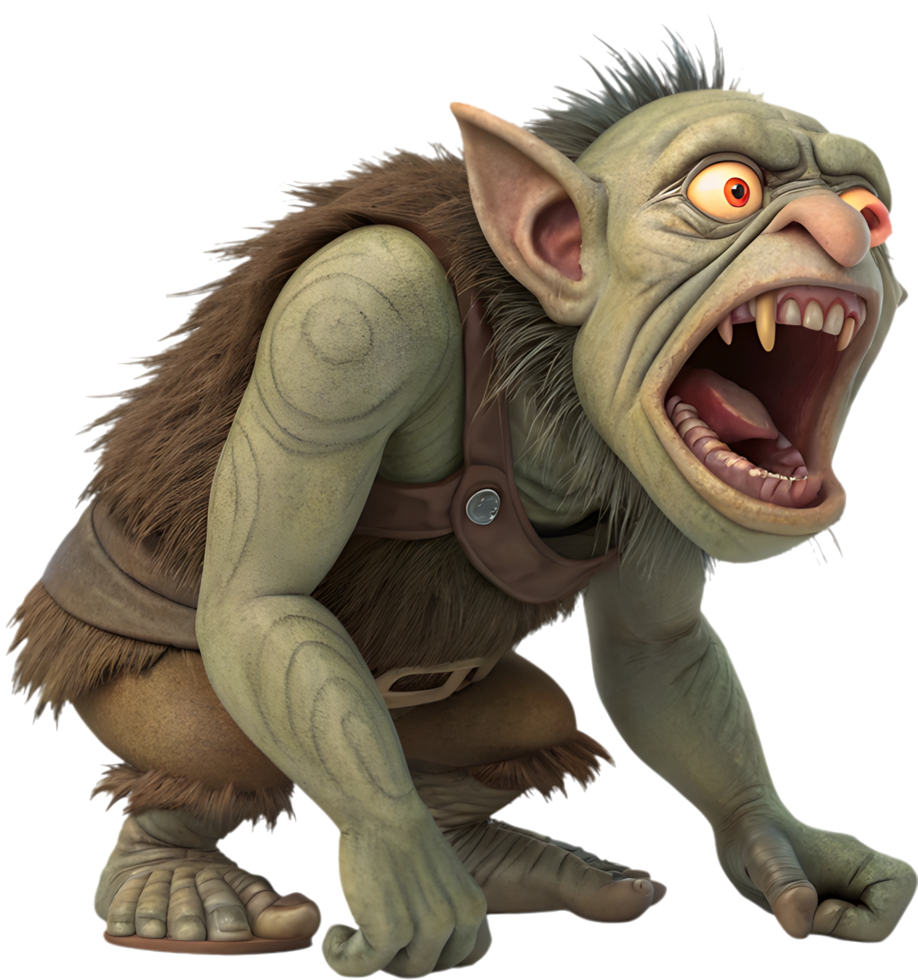 Terrorizing Troll Clipart with Dark, Monstrous Features . png