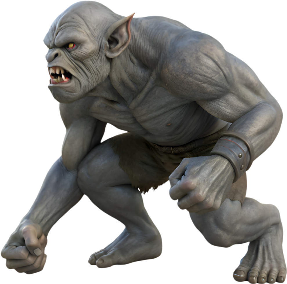 Grotesque Troll with Monstrous Features Clipart for Horror Art . png