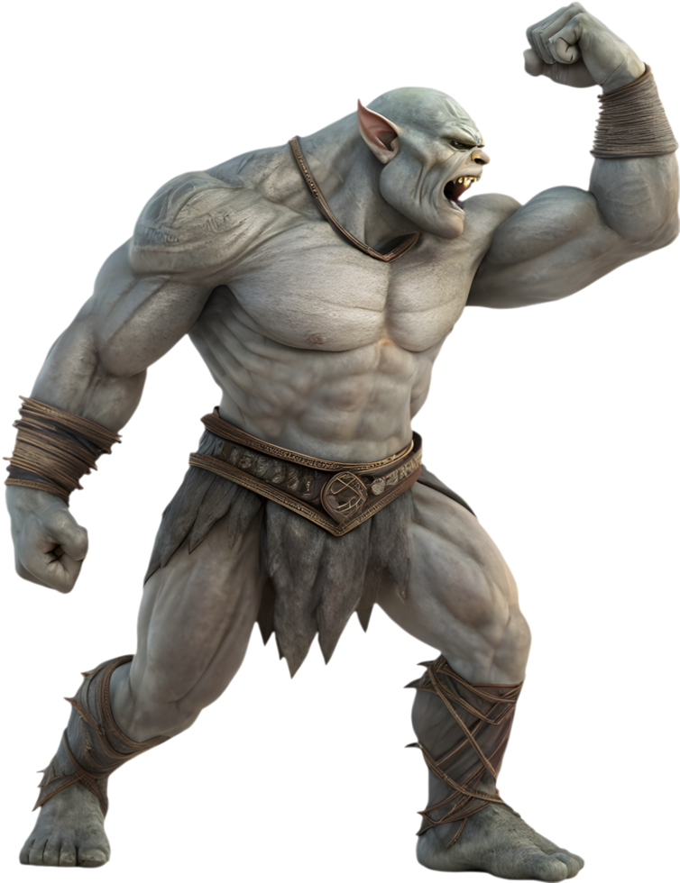 Monstrous Beast Troll Clipart with Horrifying Features . png