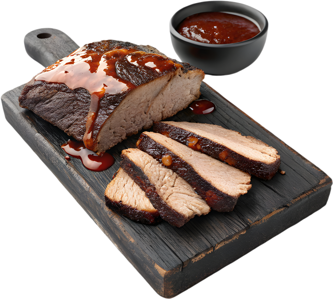 Smoky BBQ brisket illustration for mouth-watering visuals. . png
