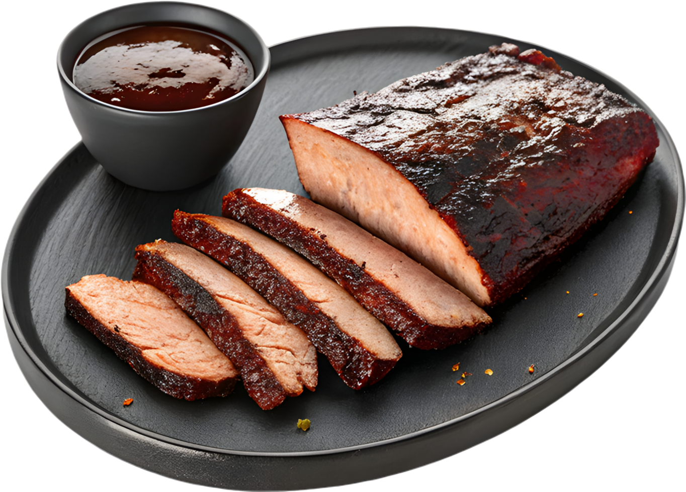 Juicy brisket clipart with smoky texture for food art. . png