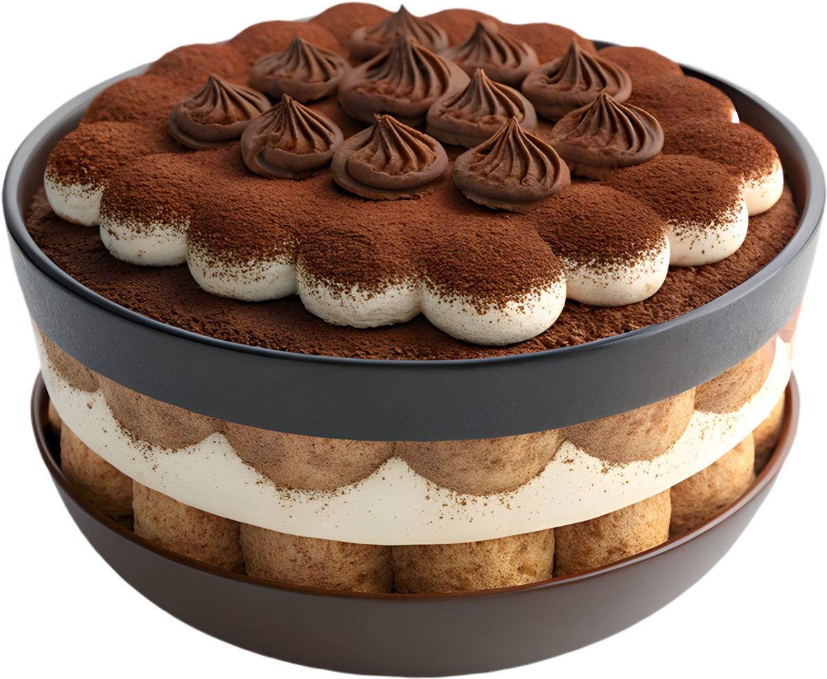 Classic and Creamy Tiramisu Dessert Clipart with Perfect Layers . png
