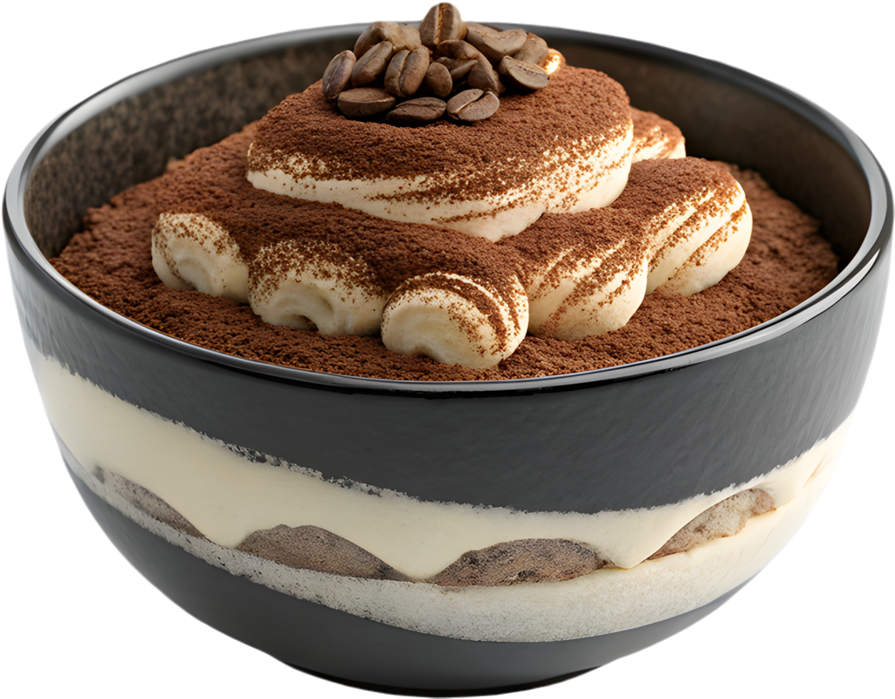 Italian Tiramisu Dessert Clipart with Layers of Coffee and Cream . png