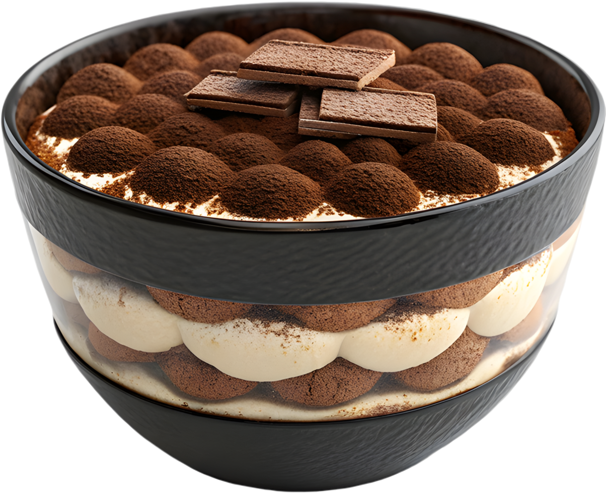 Indulgent Tiramisu Dessert Clipart with Layers of Sweetness . png