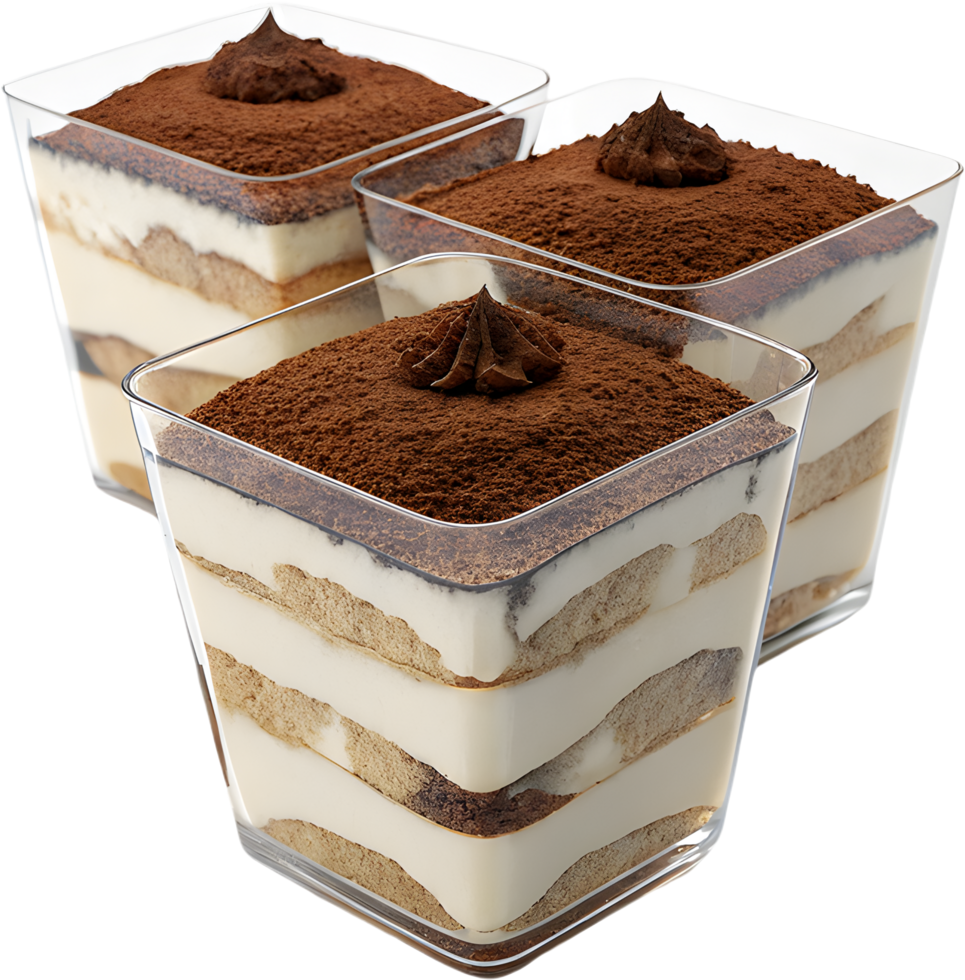 Sweet and Creamy Tiramisu Dessert Clipart with Italian Layers . png