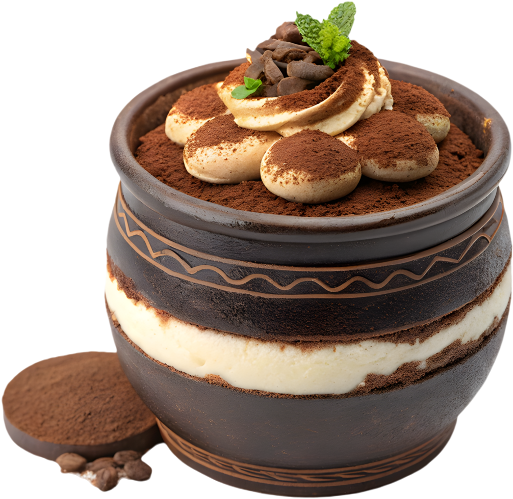 Delectable Tiramisu Dessert Clipart with Rich Cream Layers . png