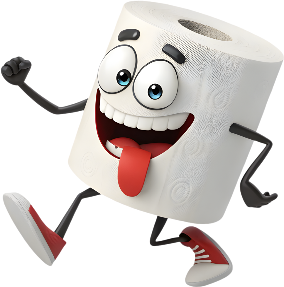 Friendly Toilet Paper Monster Cartoon Character Clipart . png
