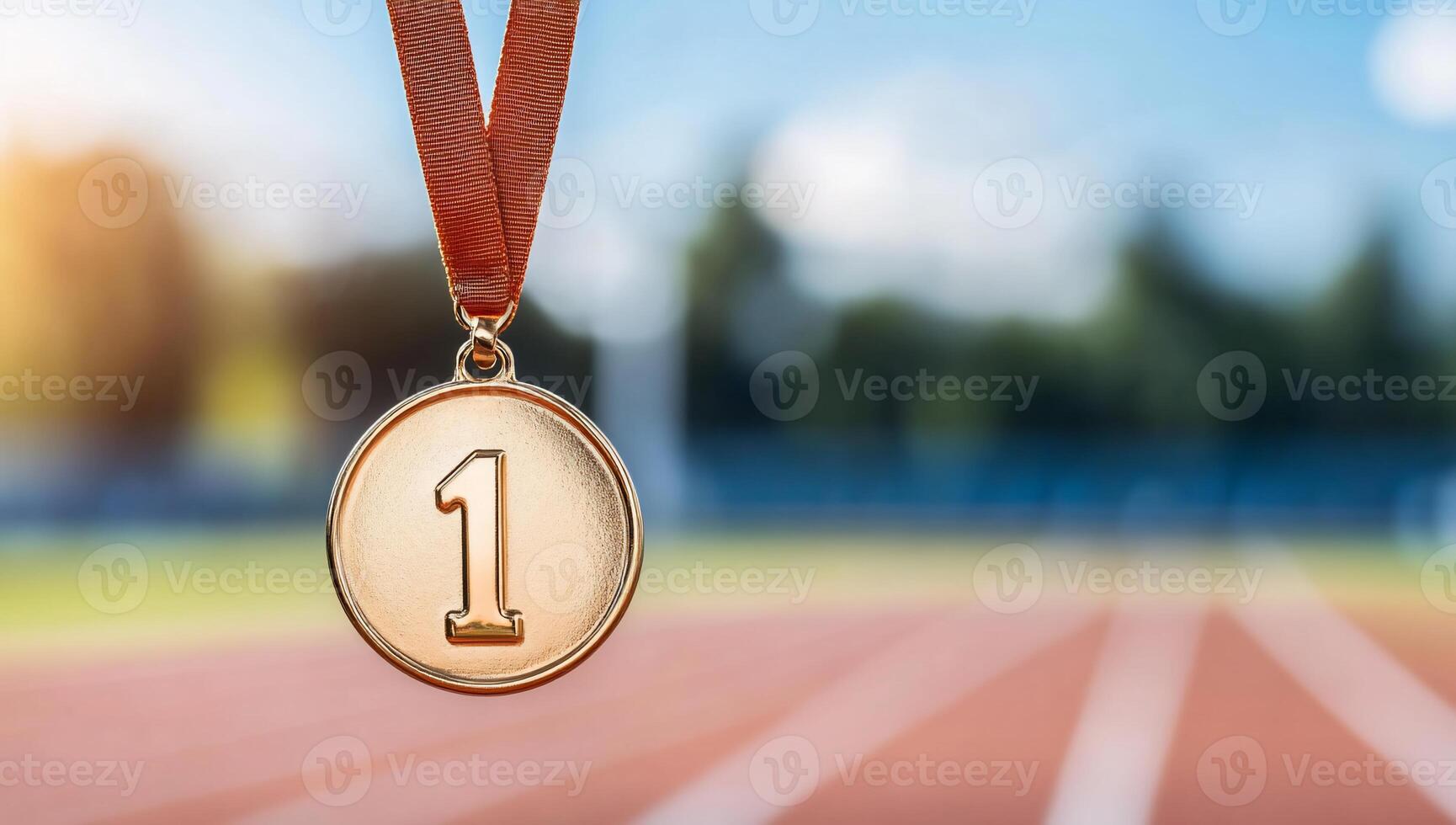 A gold medal with a number one, symbolizing victory in sports. photo