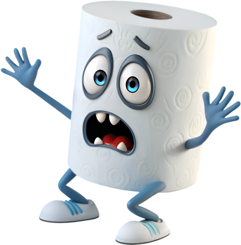 Unique Toilet Paper Monster Cartoon Artwork Clipart . png