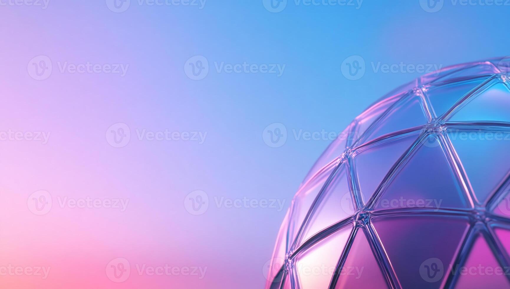 A futuristic geometric structure against a colorful gradient background. photo