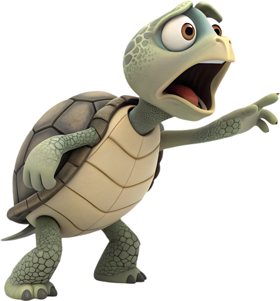 Sweet tortoise character with a joyful expression. . png