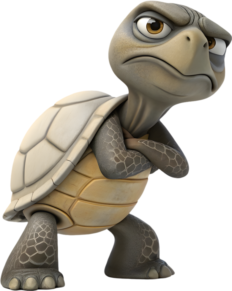 Cartoon tortoise with a happy expression for clipart. . png