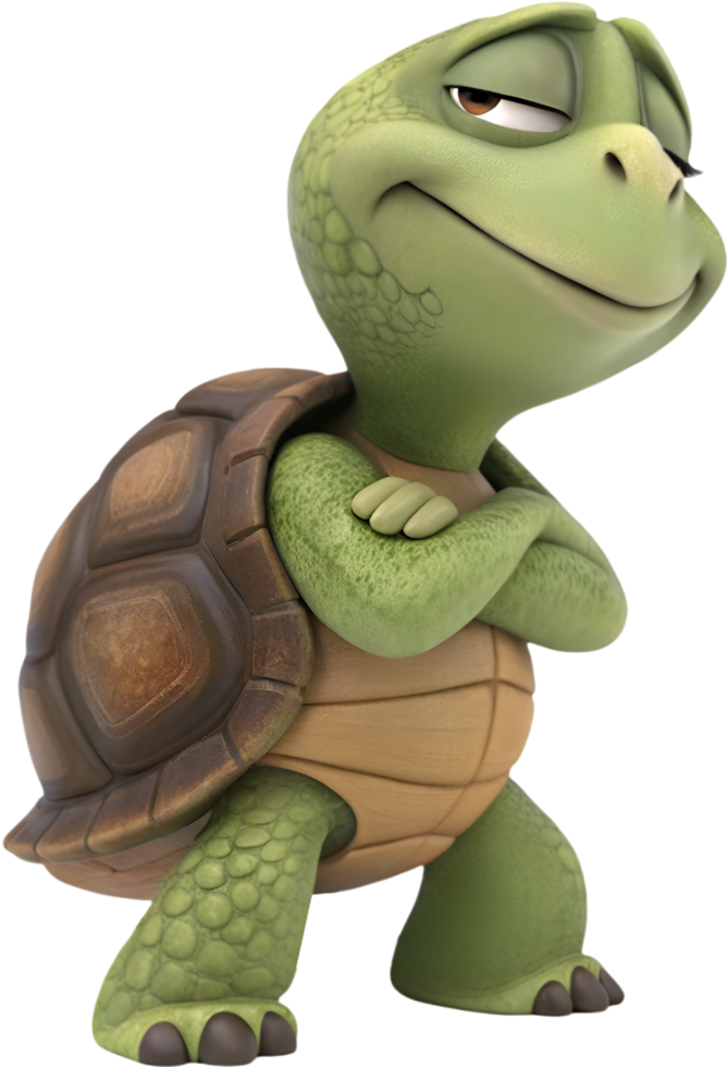 Smiling tortoise cartoon clipart for creative designs. . png
