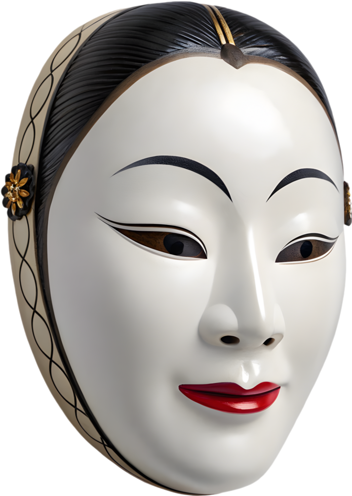Theatrical Noh mask clipart with emotional depth. . png
