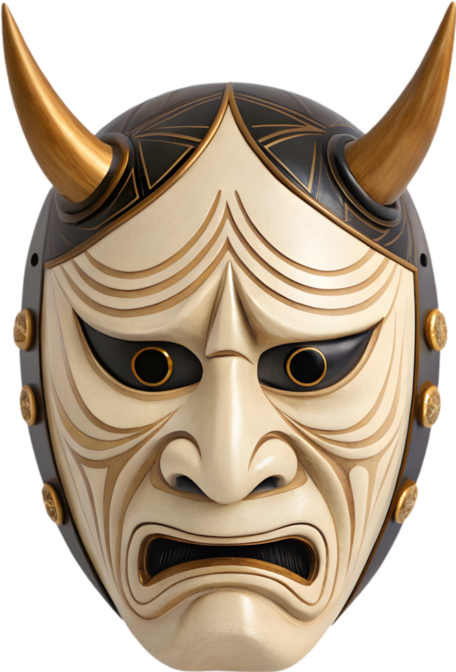 Unique Noh mask clipart with dramatic expression. . png